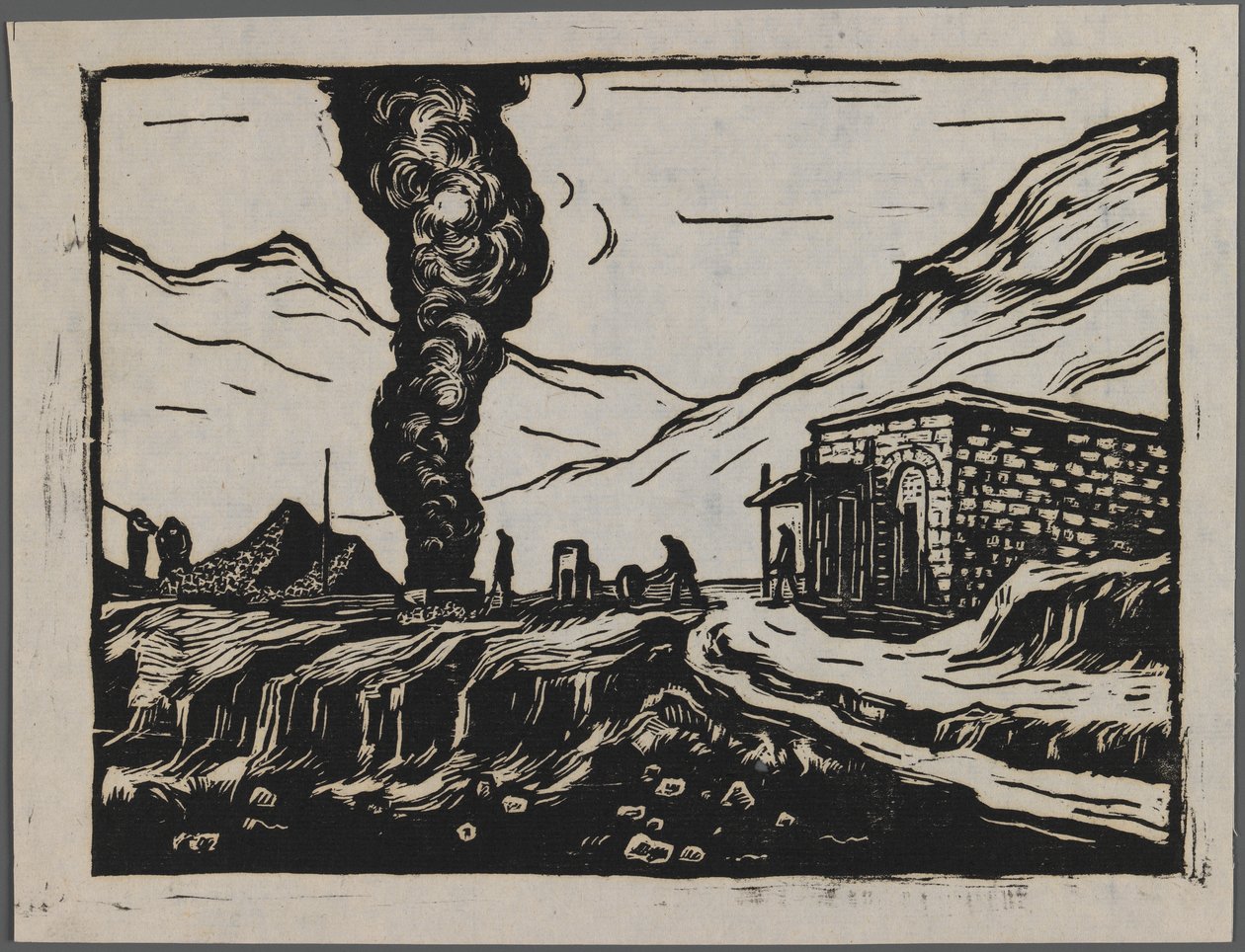 Çelik rafinerisi, c.1945 (tahta baskı) by Dah Ma
