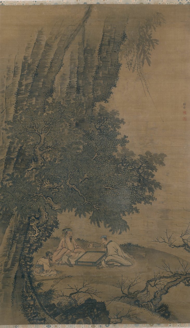 Weiqi Oynayan Taoist Ölümsüzlerle Manzara by Dai Jin
