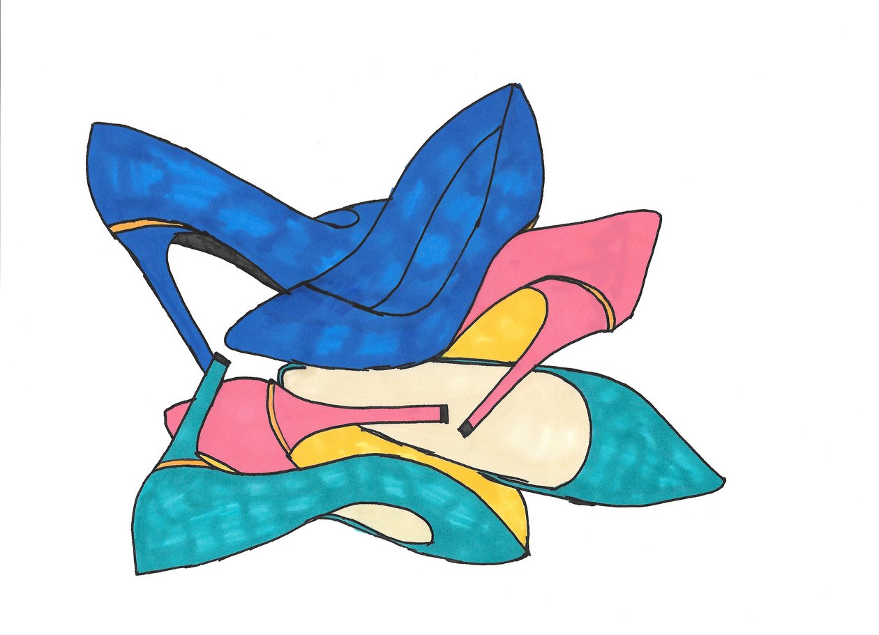 Ayakkabılar, 2016 (kağıt üzerine keçeli kalem) by Daisy de Villeneuve