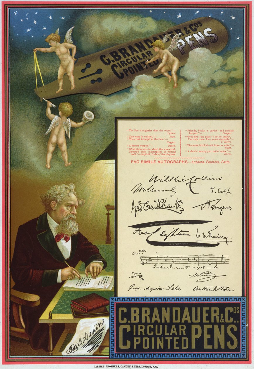 C. Brandauer und Co. Dairesel Sivri Kalem Reklamı by Dalziel Brothers
