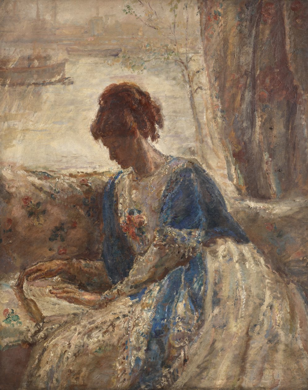Contre-jour - Pencerede oturan kadın (rekto) by Dame Ethel Walker