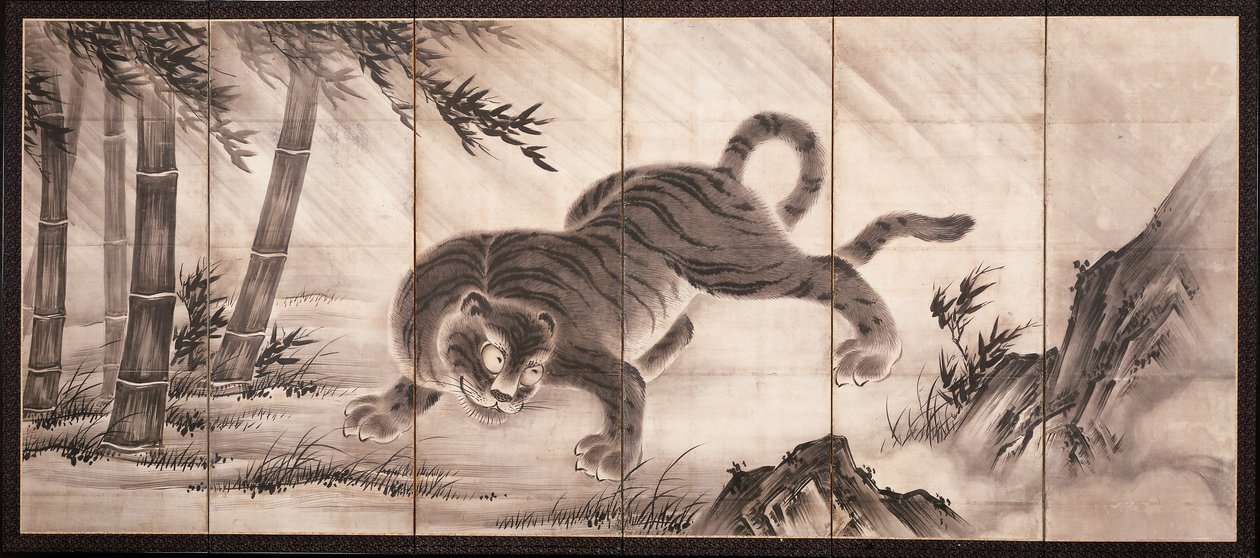 Kaplan [Ejderha ve Kaplan çiftinin solunda], 16. yüzyılın ortası (kağıt üzerine mürekkep) (ayrıca bkz. 6114494) by Dōan Yamada