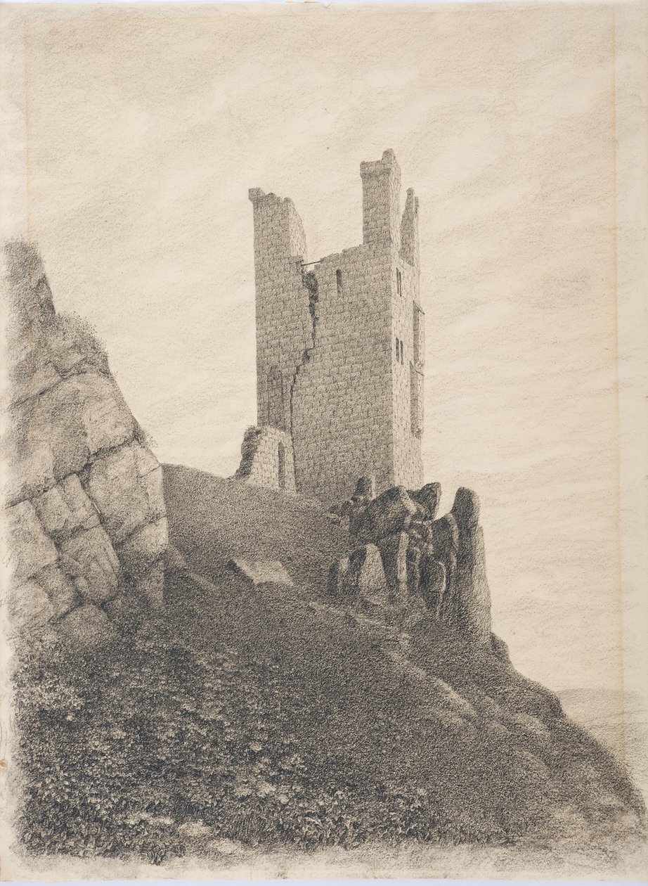 Lilburn Tower, Northumberland, c.1916 (kağıt üzerinde kömür) by Daniel Oliver