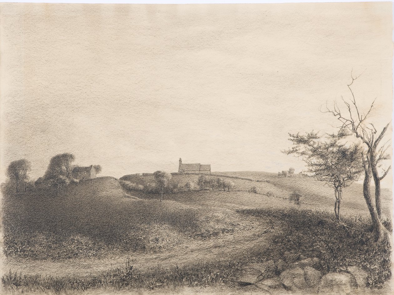 Parish Church, c.1916 (kağıt üzerinde karakalem) by Daniel Oliver