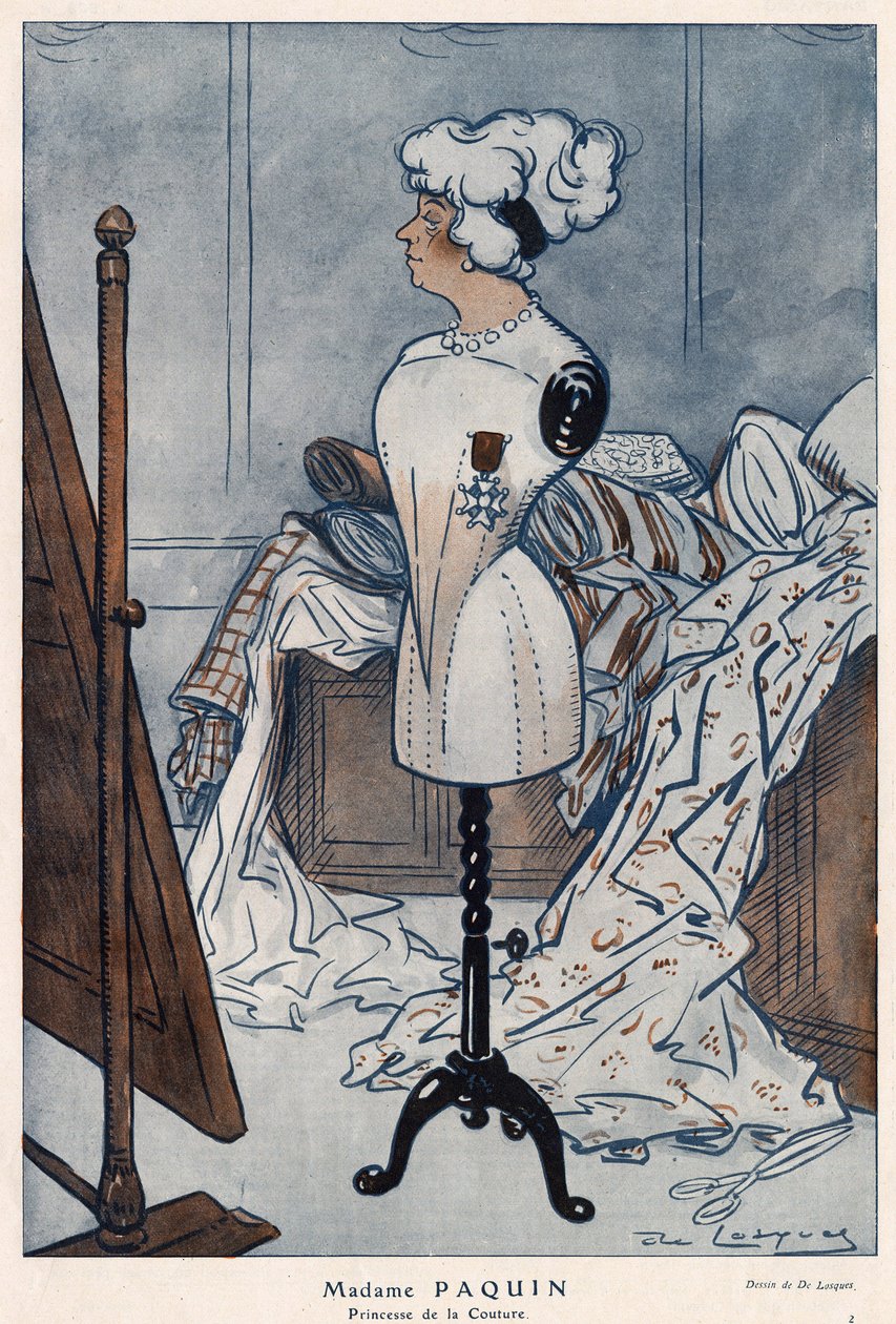 Madam Jeanne Paquin (1869-1936), Fransız modacı, az önce elde ettiği Legion of Honor haçıyla temsil edildi - Daniel De Losques