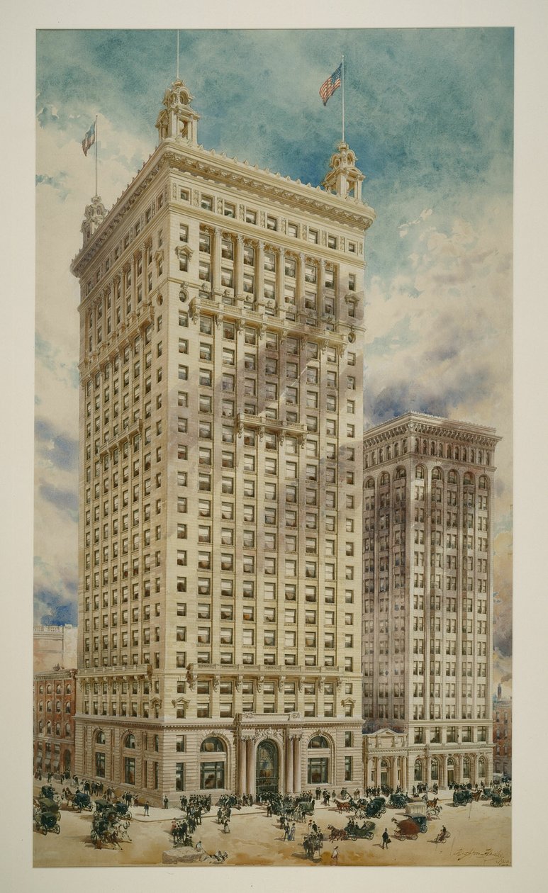 Toplamalı Tapu ve Vakıf İnşası, Philadelphia, Pensilvanya, Perspektif Oluşturma, 1900 by Daniel Burnham