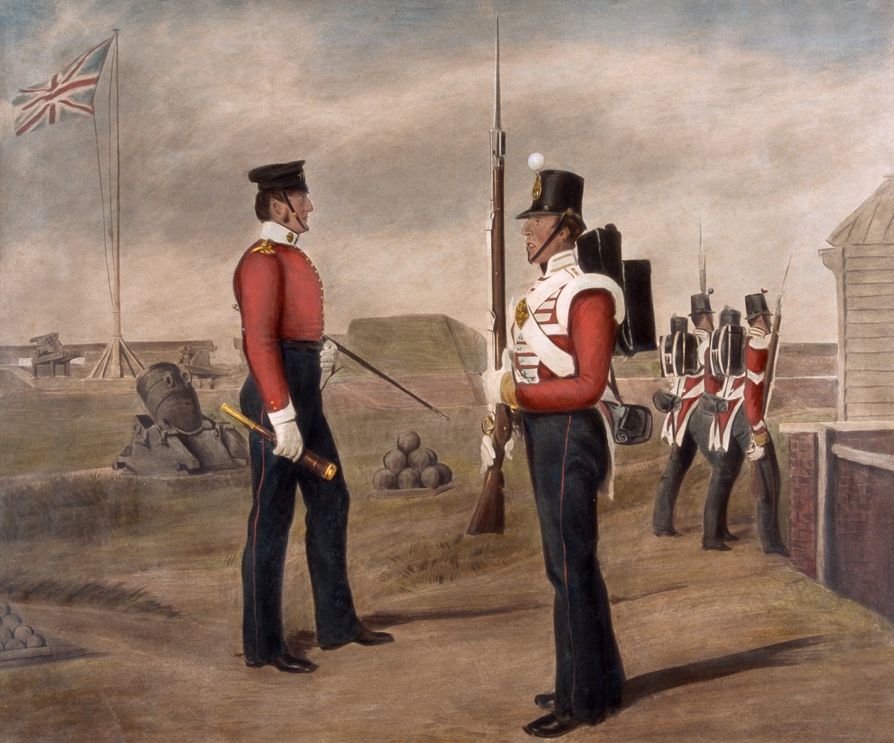 Binbaşı Thomas Egerton ve bir nöbetçi, 77. (Doğu Middlesex) Alayı, Portsmouth by Daniel Cunliffe