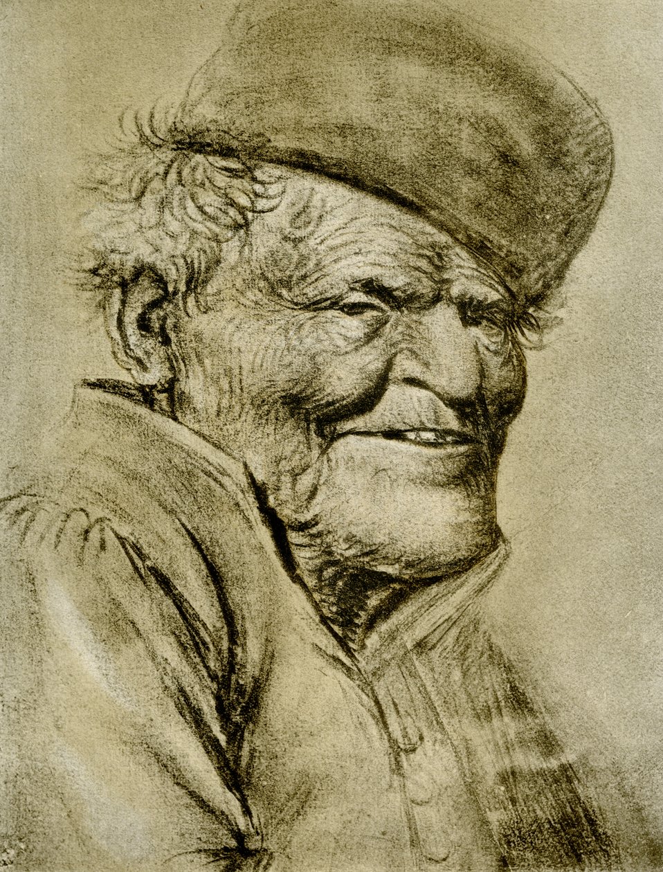 Gülümseyen bir çiftçinin baş çalışması by Daniel Dumonstier or Dumoustier