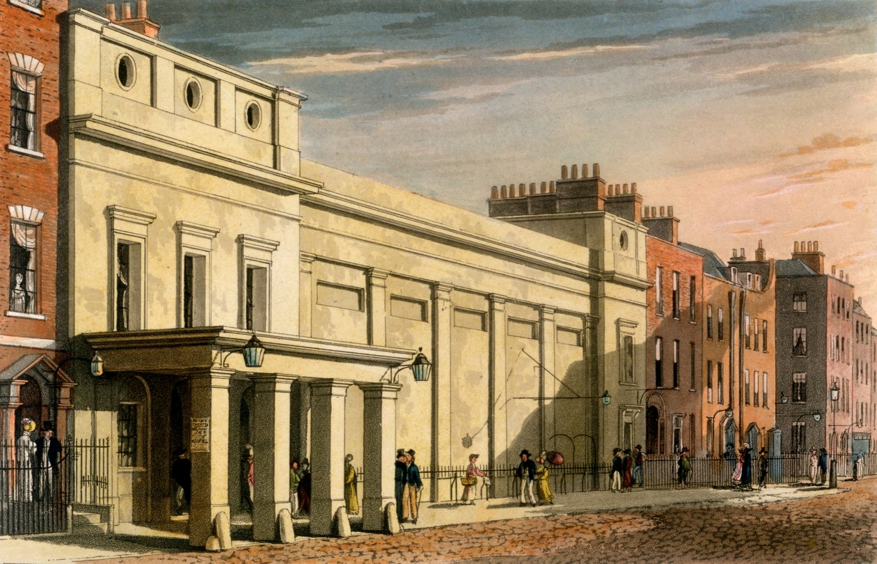 Regency Tiyatrosu, Londra, 1826 (el boyaması aquatint) by Daniel Havell