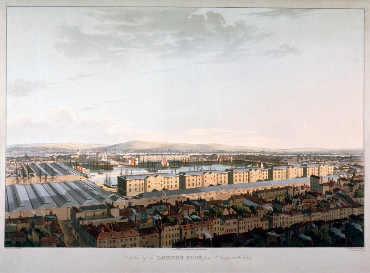 Londra Rıhtımlarının görünümü, 1816 by Daniel Havell