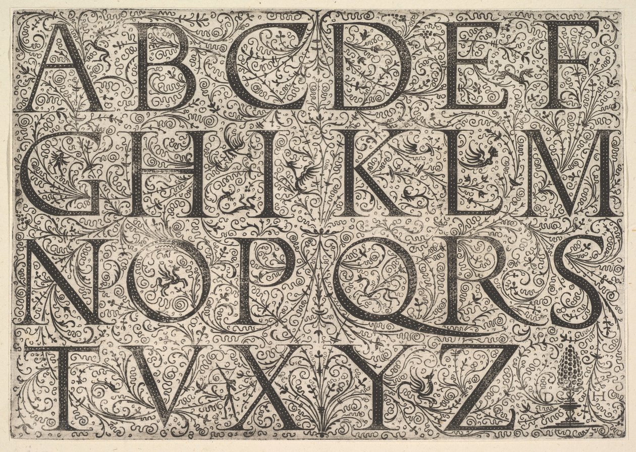 Roma Büyük Harf Alfabesi, yaklaşık. 1520. by Daniel Hopfer