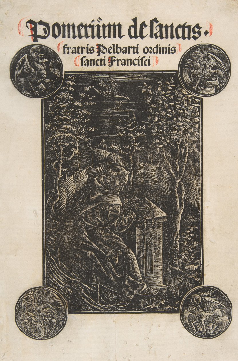 Fransisken, Temesvarlı Pelbart, Bir Bahçede Okuyan Schr. 2876, 1502. by Daniel Hopfer.