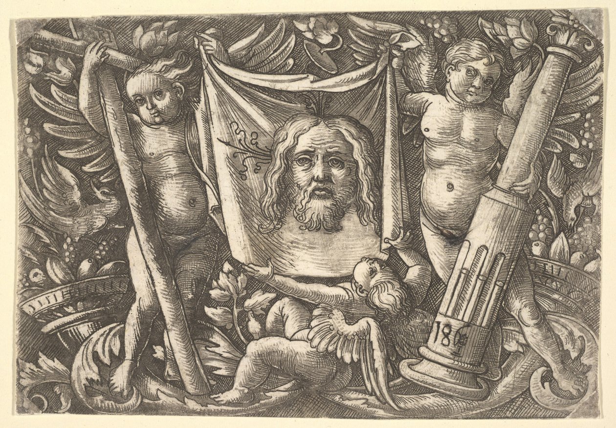 İki Melek Tarafından Tutulan Sudarium, M.Ö. 1515. by Daniel Hopfer
