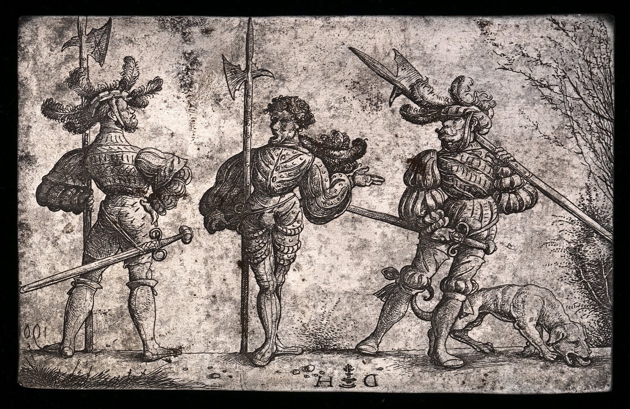 Halberds ile Silahlı Üç Alman Askeri by Daniel Hopfer