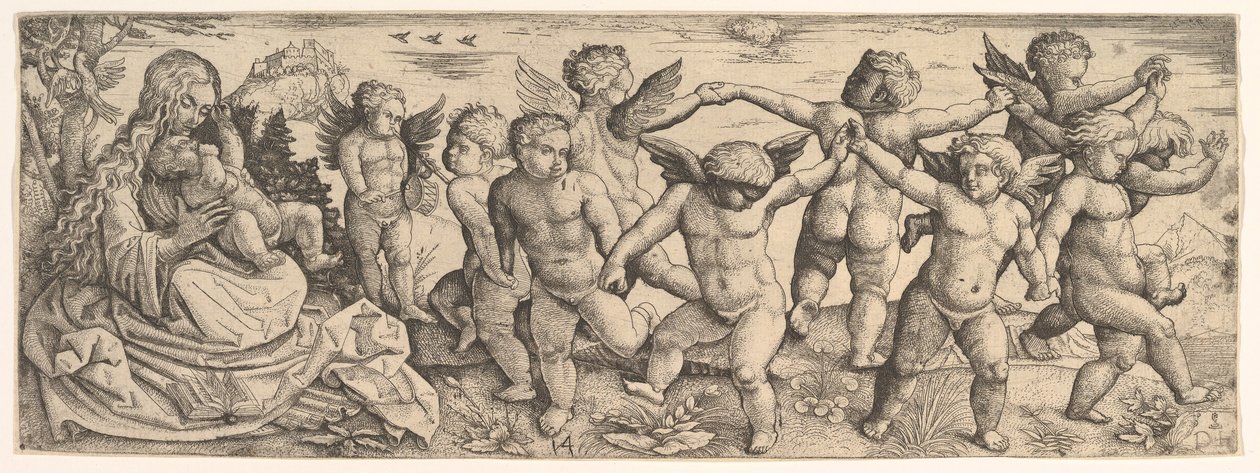 Bir Manzarada Dans Eden Meleklerle Bakire ve Çocuk, 1530
