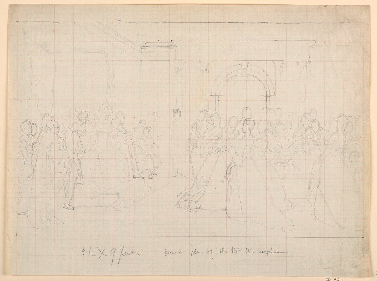 Çizim, Martha Washington Resepsiyonu için Genel Plan, 1860 by Daniel Huntington