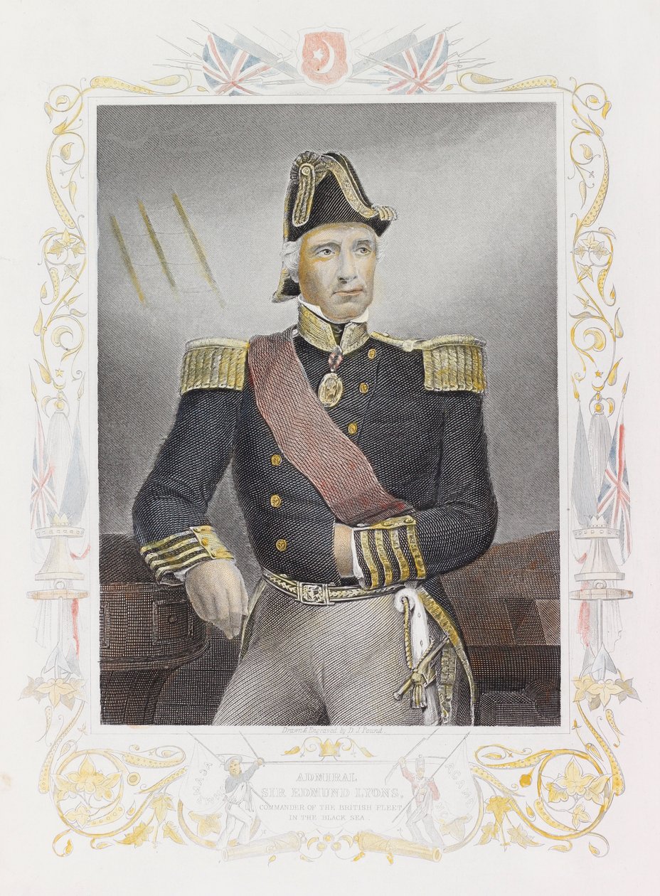 Amiral Sir Edmund Lyons (renkli gravür) by Daniel John. Pound