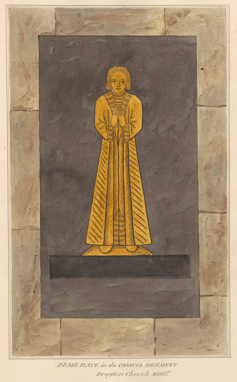 Kimliği belirsiz adam için Pirinç Levha, Drayton Kilisesi'nin Chancel Kaldırımı by Daniel Lysons