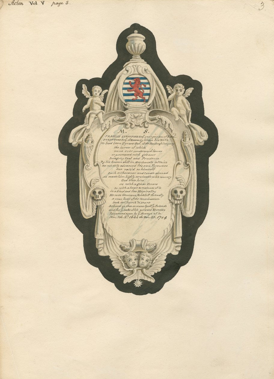 Acton Kilisesi'nden Francis Stratford Anıtı by Daniel Lysons