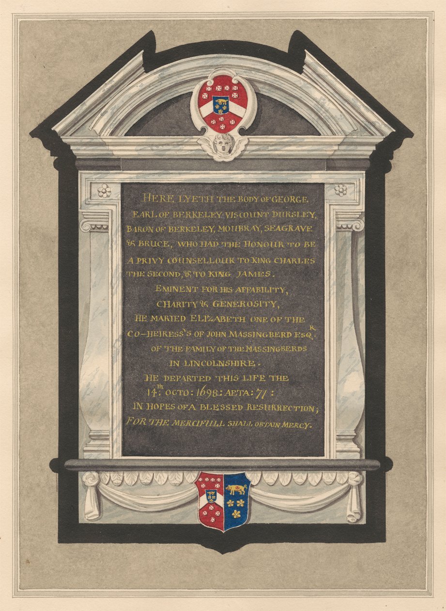 Cranford Kilisesi'nden Berkeley Kontu George Anıtı by Daniel Lysons