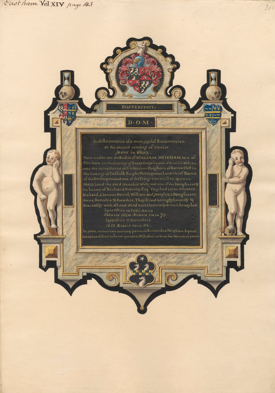 East Ham Kilisesi'nden Anna ve WIliam Heigham Anıtı by Daniel Lysons
