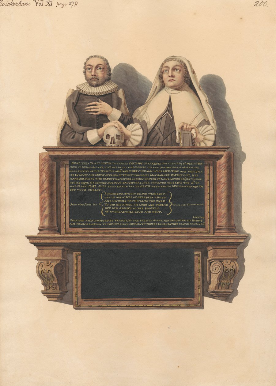 Twickerham Kilisesi'nden Francis Poulton Anıtı by Daniel Lysons