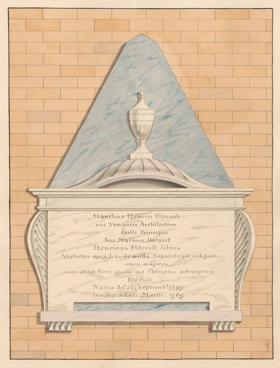 Teddington Kilisesi'nden Henry Flitcroft Anıtı by Daniel Lysons