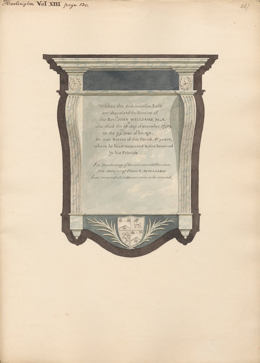 Harlington Kilisesi'nden John William Anıtı by Daniel Lysons