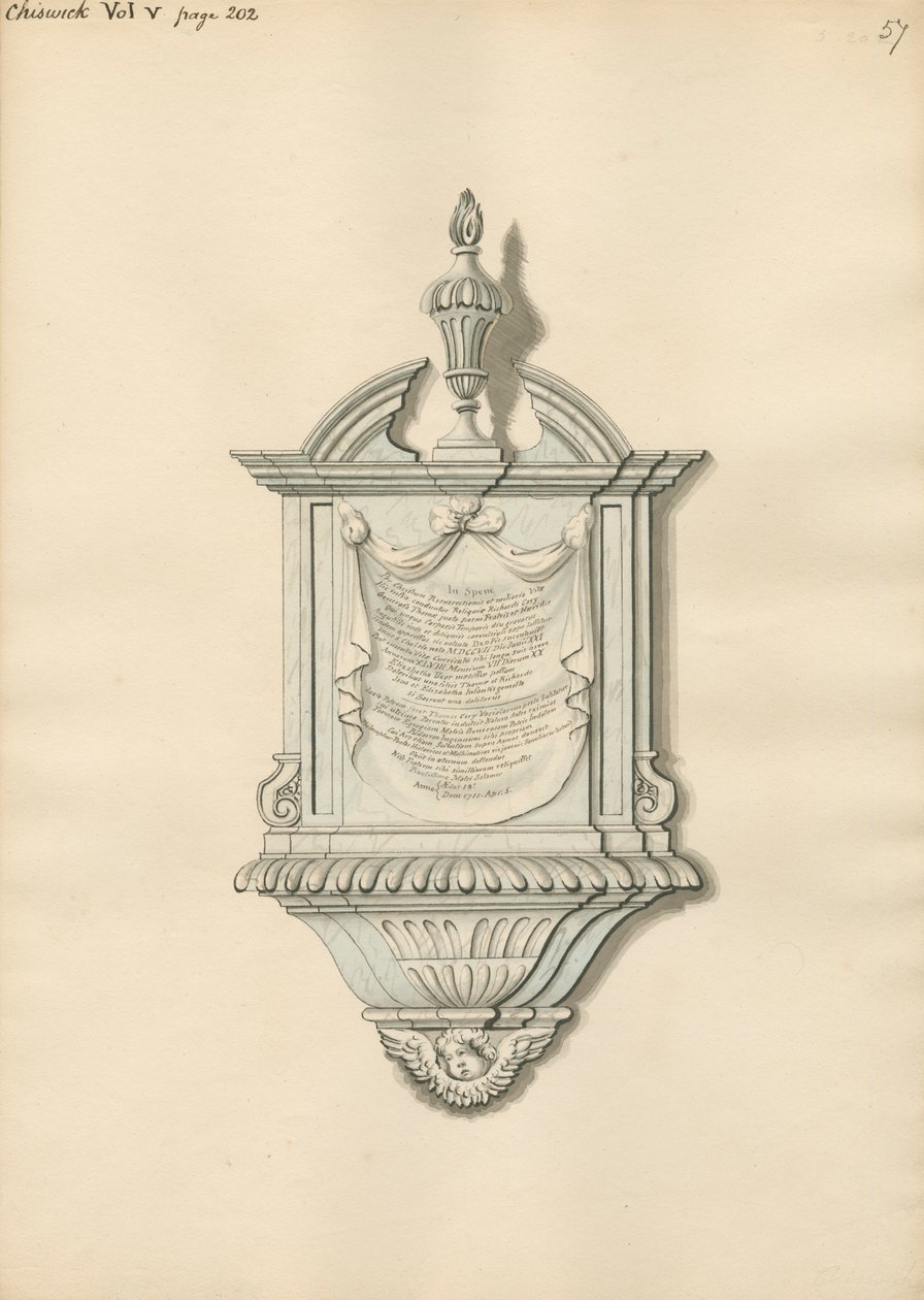 Chiswick Kilisesi'nden Richard ve Thomas Carey Anıtı by Daniel Lysons