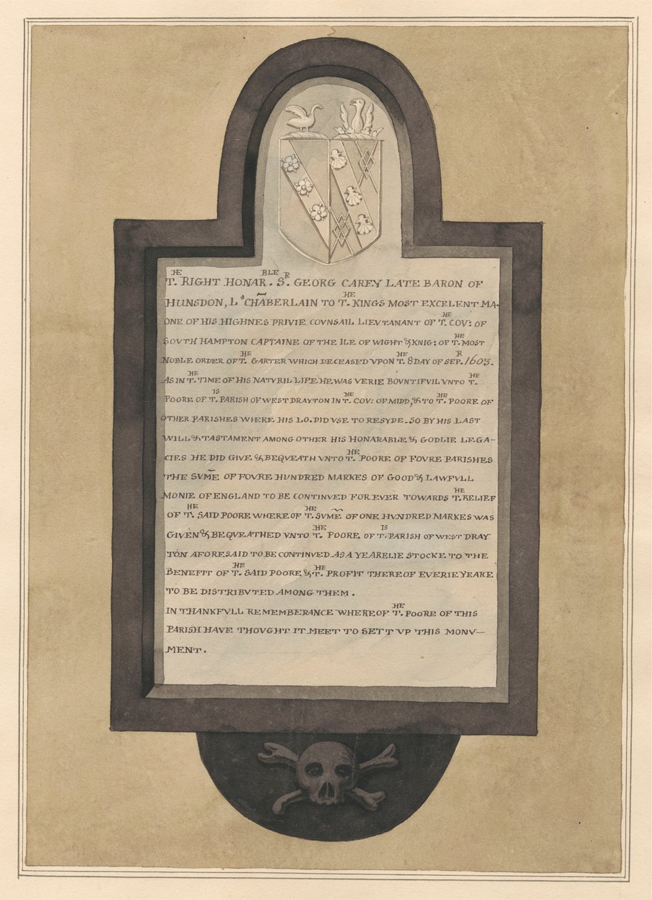 Drayton Kilisesi'nden Sir George Carey Anıtı by Daniel Lysons