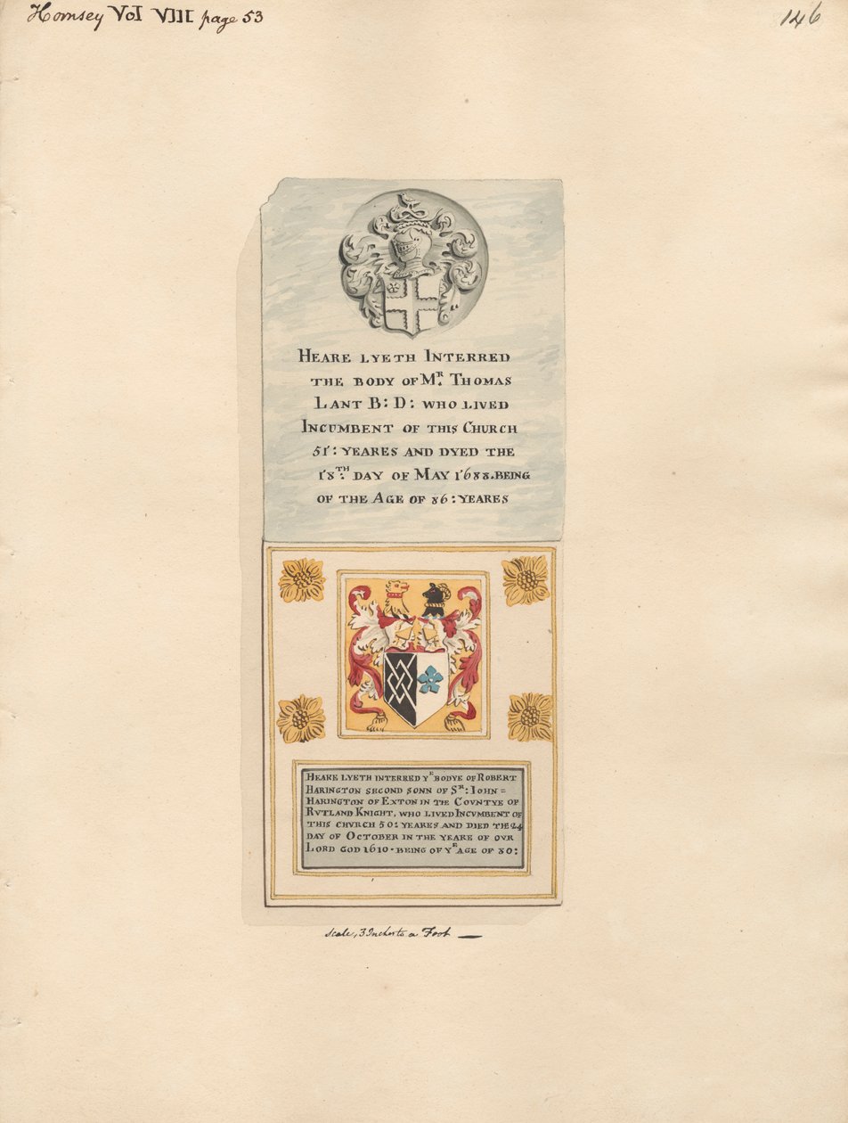 Thomas Lant Anıtı ayrıca Hornsey Kilisesi'nden Robert Harington'a by Daniel Lysons