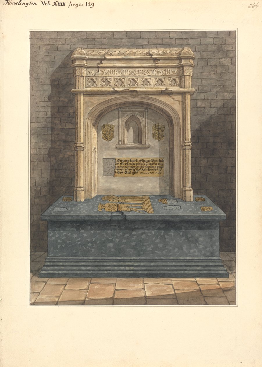 Gregory Lovell ve Karısı Anne'nin Mezarı, Harlington Kilisesi by Daniel Lysons