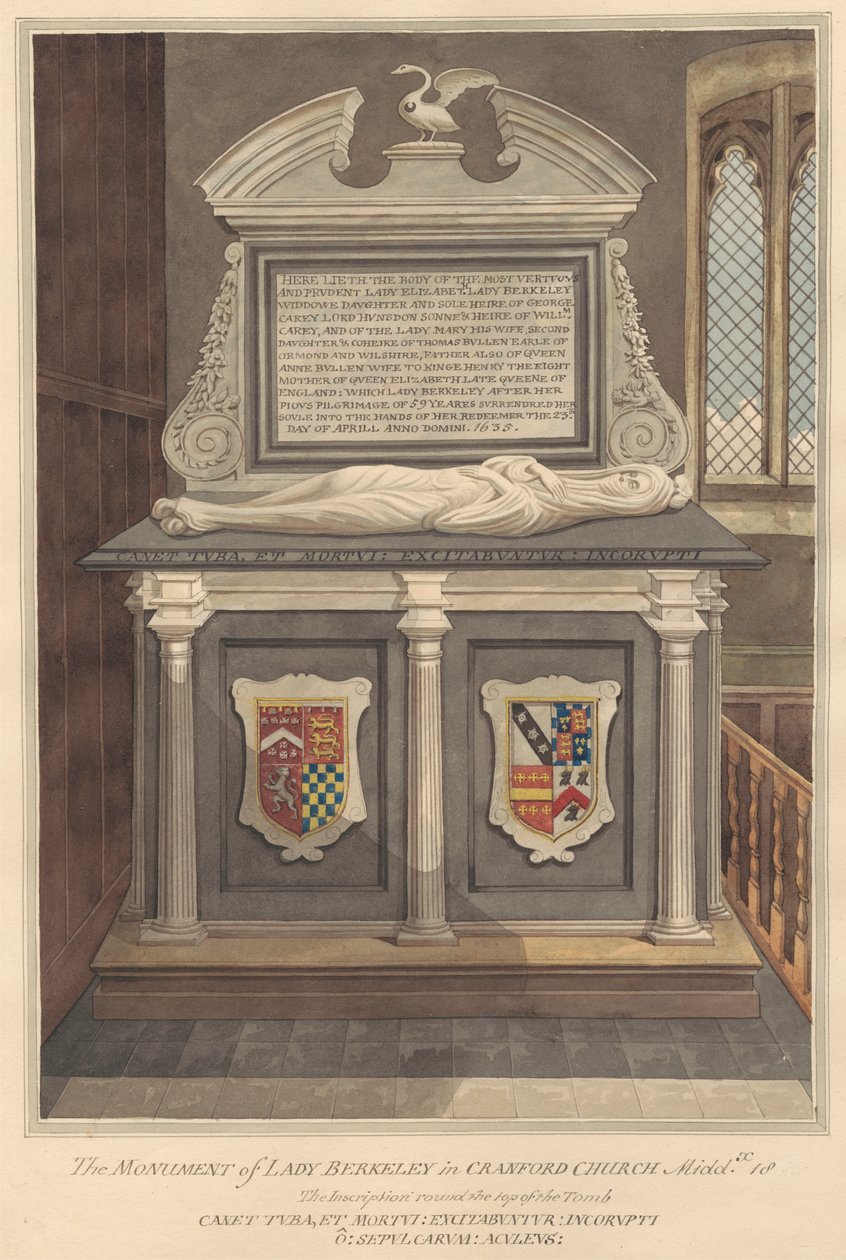 Cranford Kilisesi'nden Leydi Elizabeth Berkeley'in Mezarı by Daniel Lysons