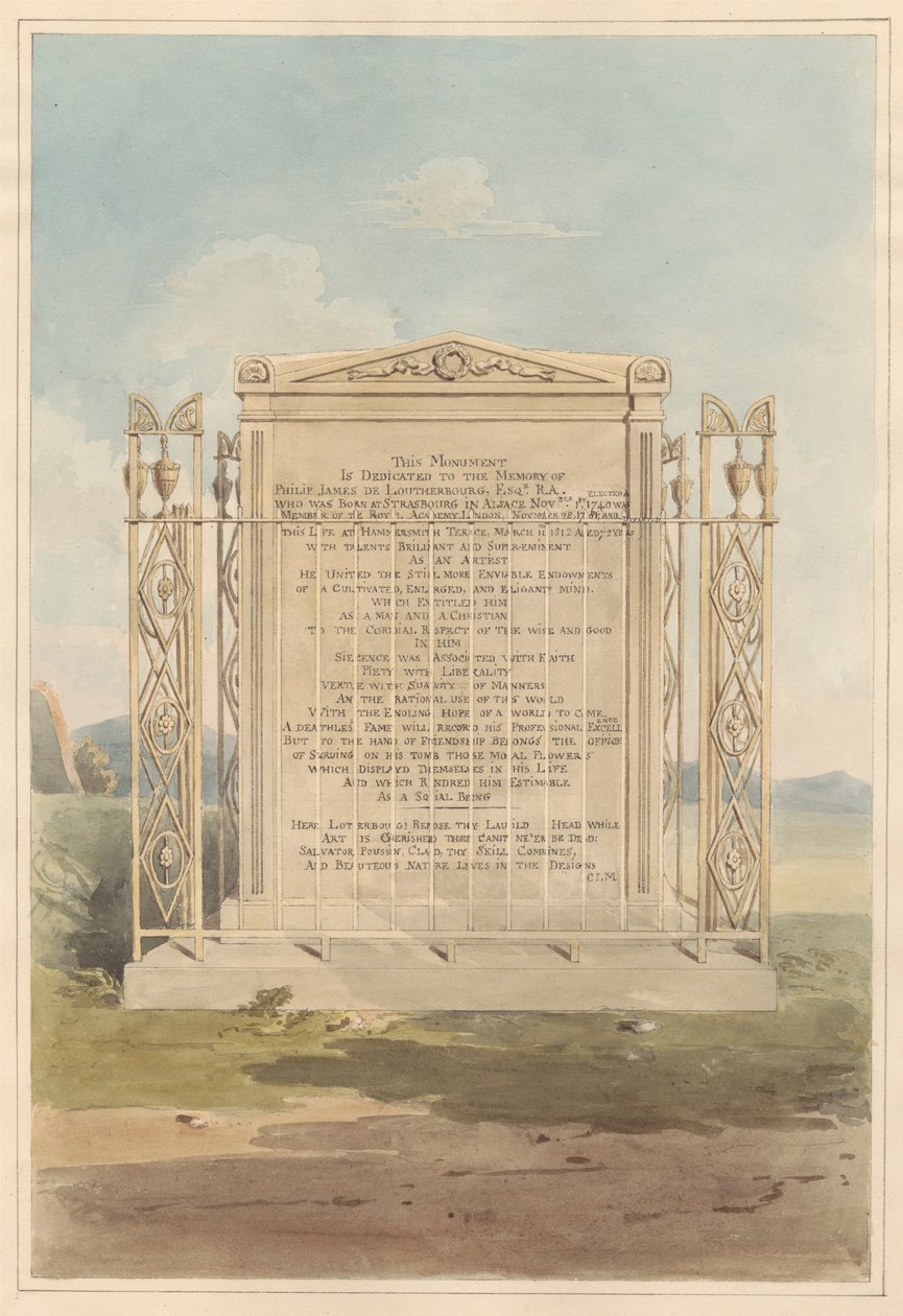 Chiswick Churchyard'dan Philip James de Loutherbourg'un Mezarı by Daniel Lysons