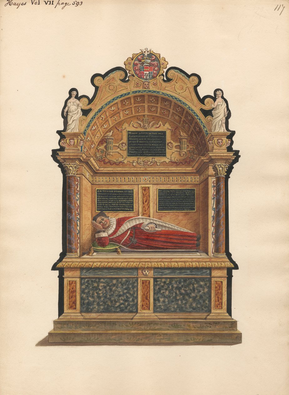 Hayes Kilisesi'nden Hayes'li Sir Edward Fennen'in Mezarı by Daniel Lysons