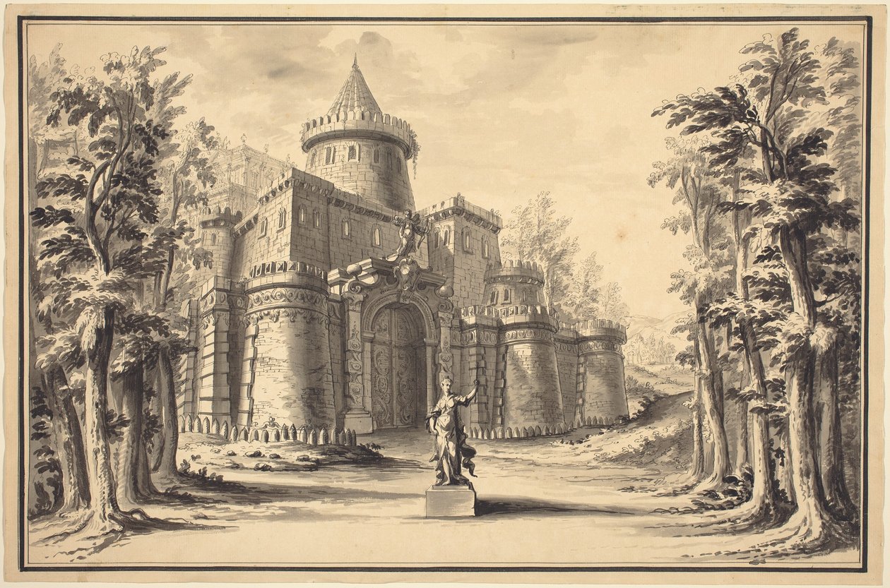 Heykelli ve Saraylı Sahne Seti by Daniel Marot the Younger