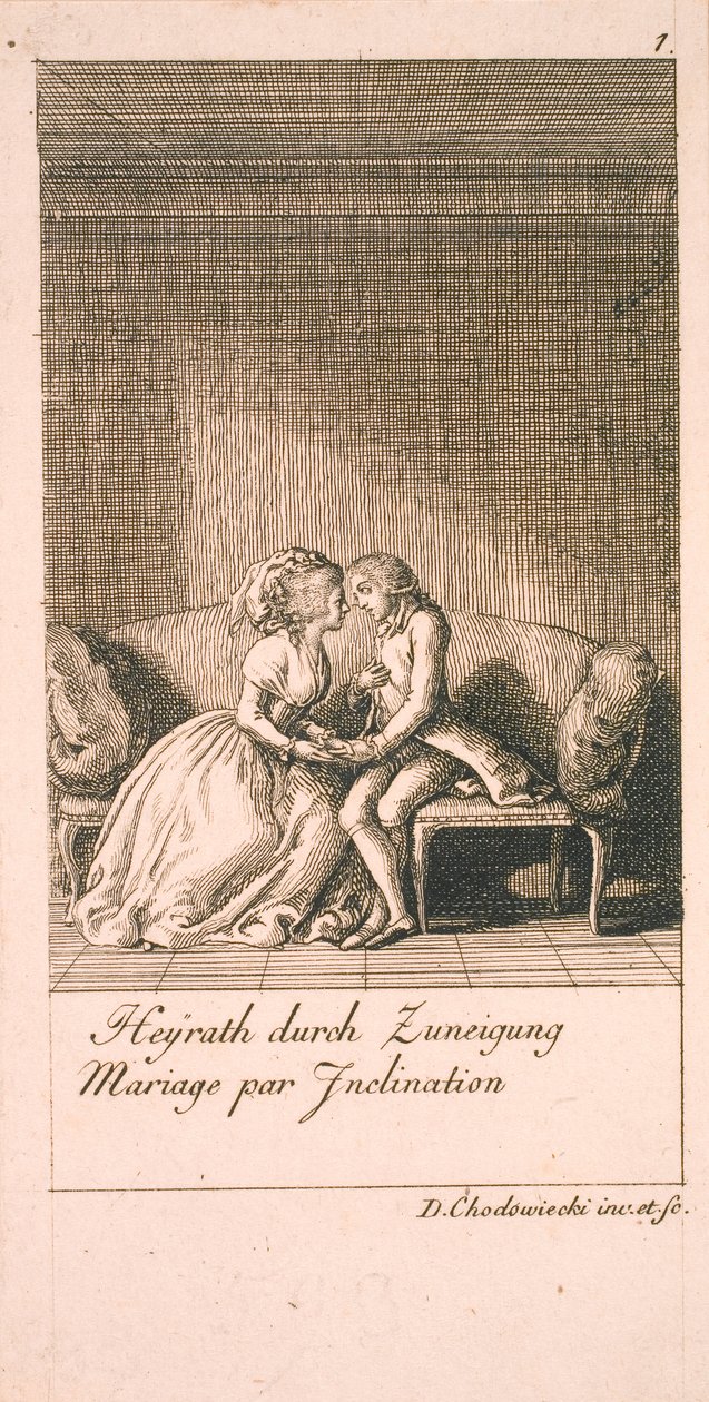Evlilik motivasyonları ve sonuçları. Bl. 1 by Daniel Nikolaus Chodowiecki