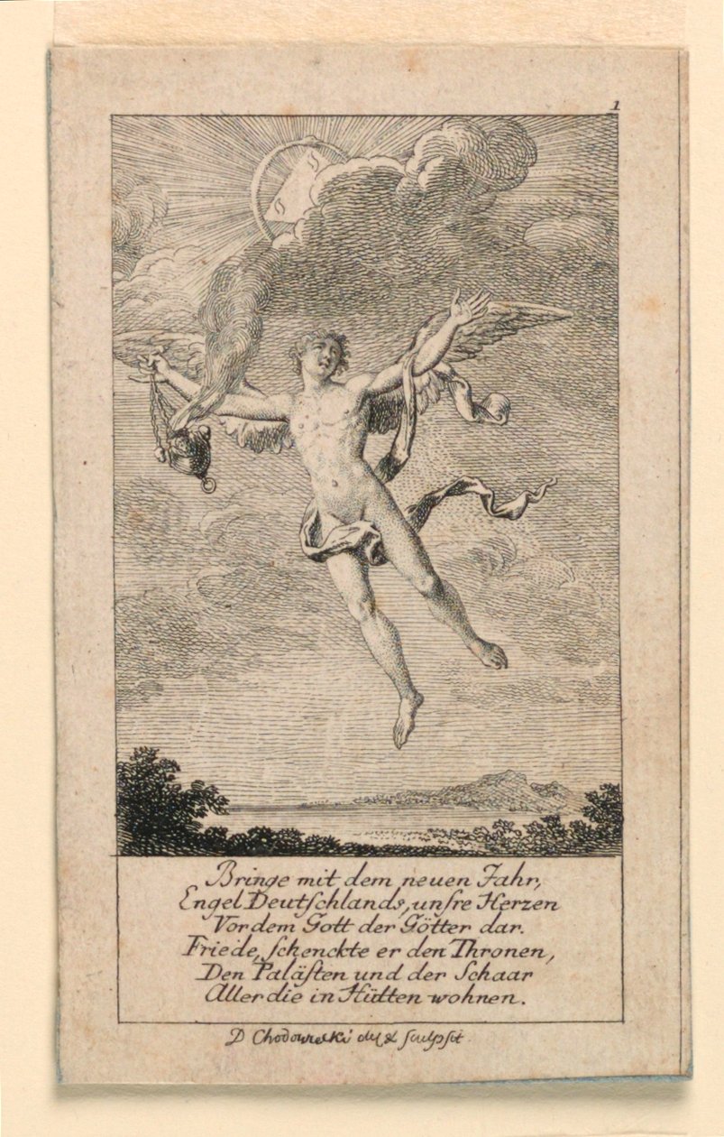 Almanya için Yeni Yıl Dileği, "Königl: Grosbrit [anian] şecere takvimi, J.G. Berenberg tarafından 1780 yılı Lauenberg için" by Daniel Nikolaus Chodowiecki