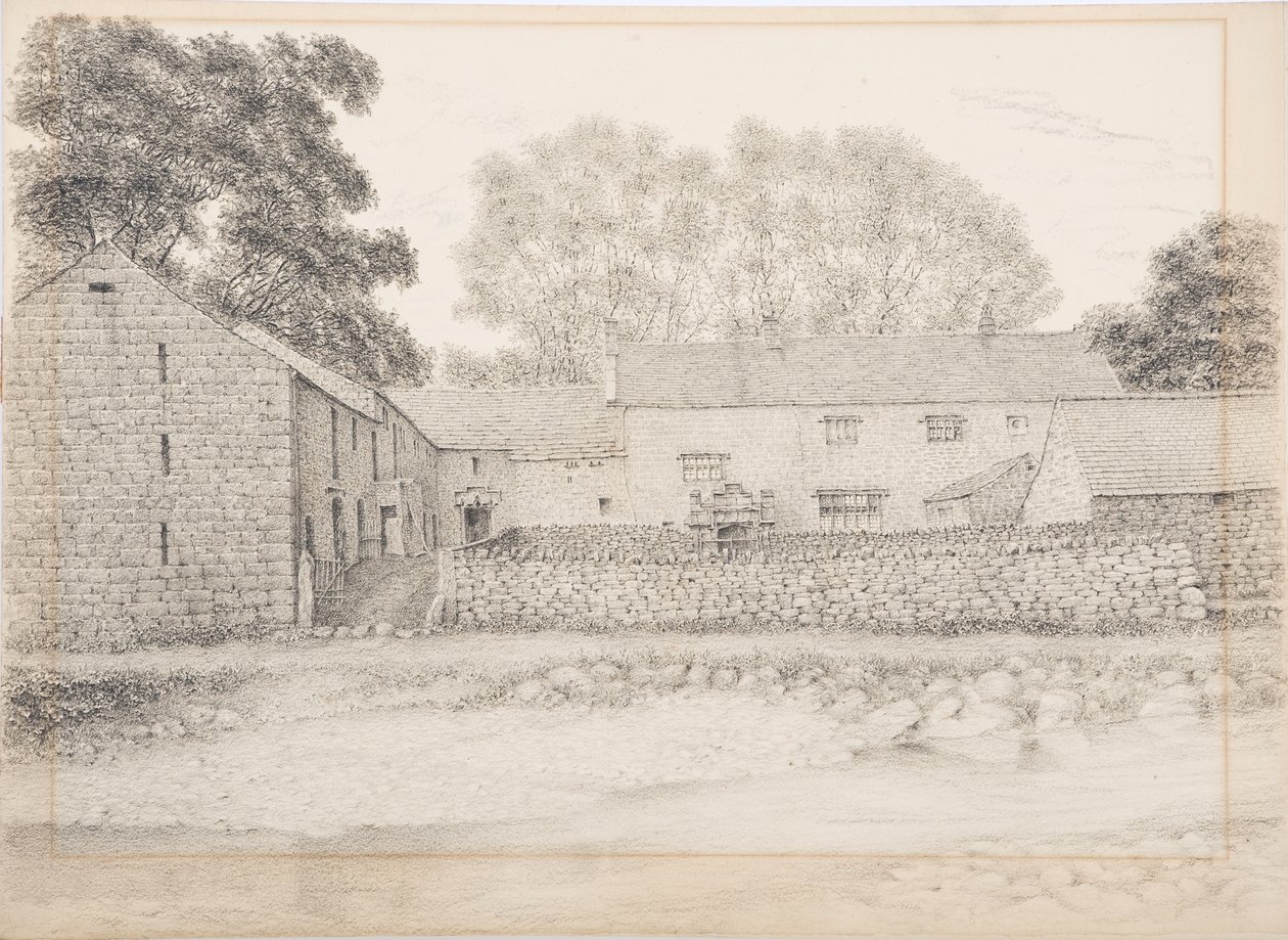 Merton Hall, Appleby, c.1916 (kart üzerinde karakalem ve kurşun kalem) by Daniel Oliver