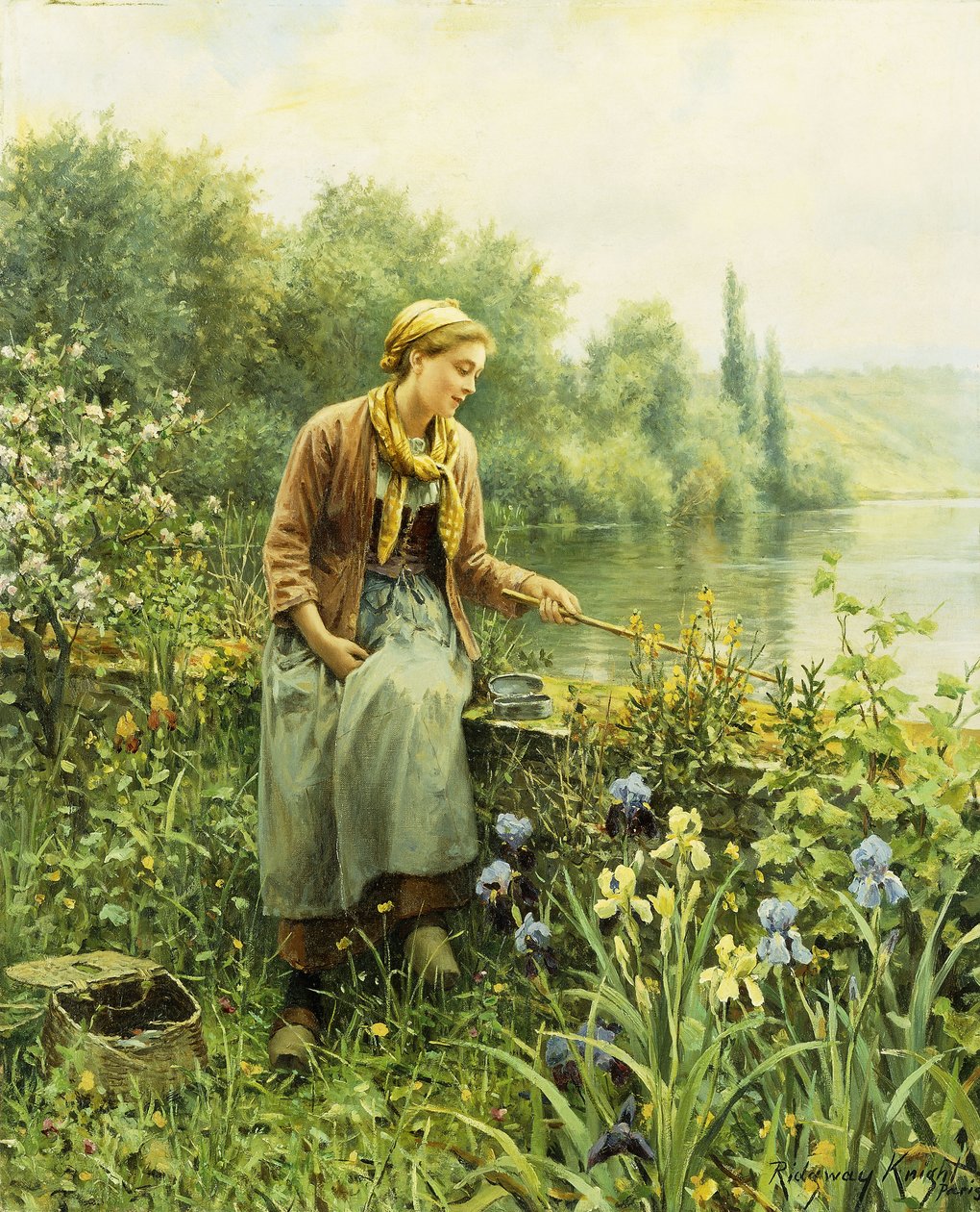 Bir Bahar Günü Balık Tutmak, by Daniel Ridgway Knight
