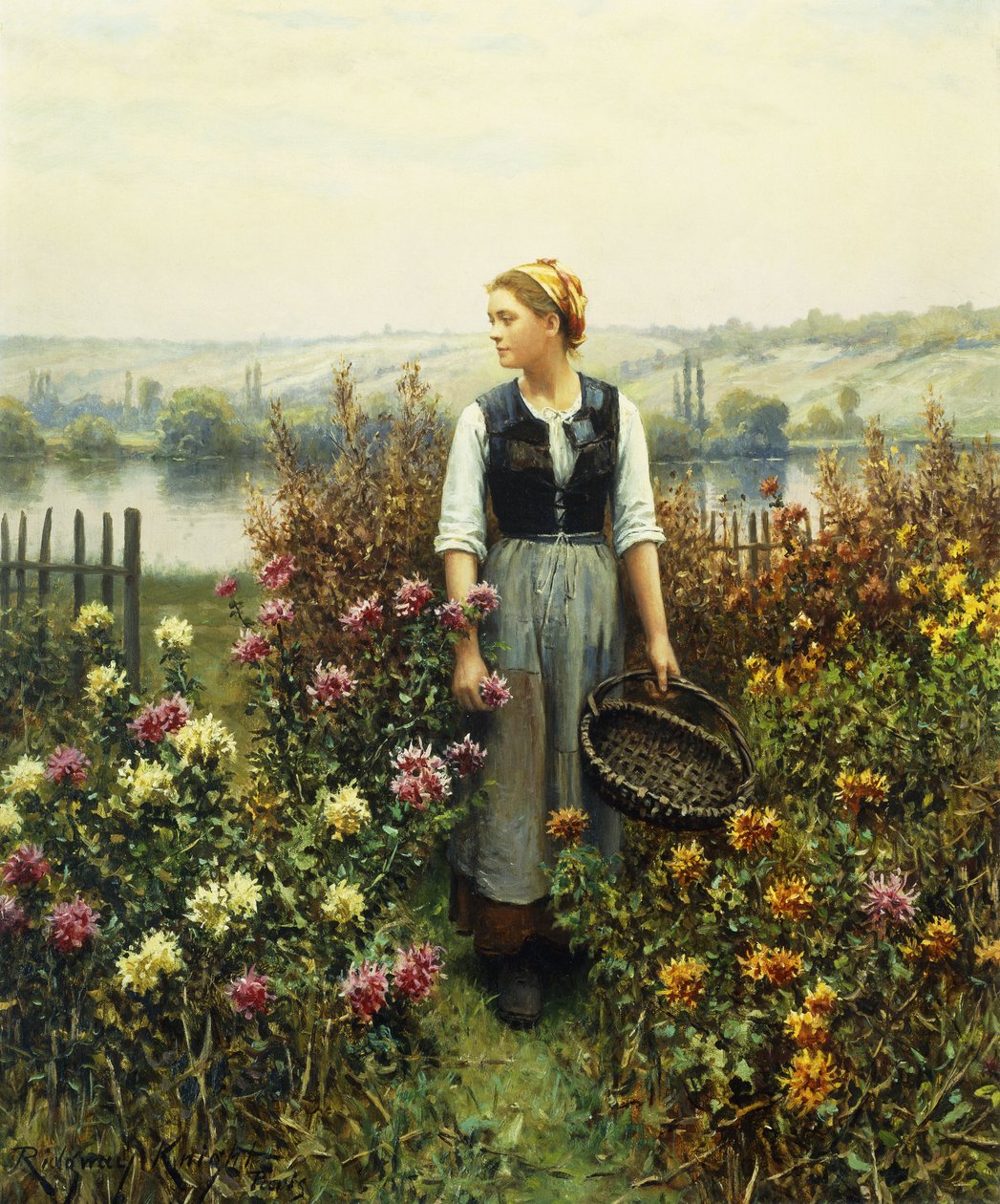 Bahçede Sepetli Kız, by Daniel Ridgway Knight