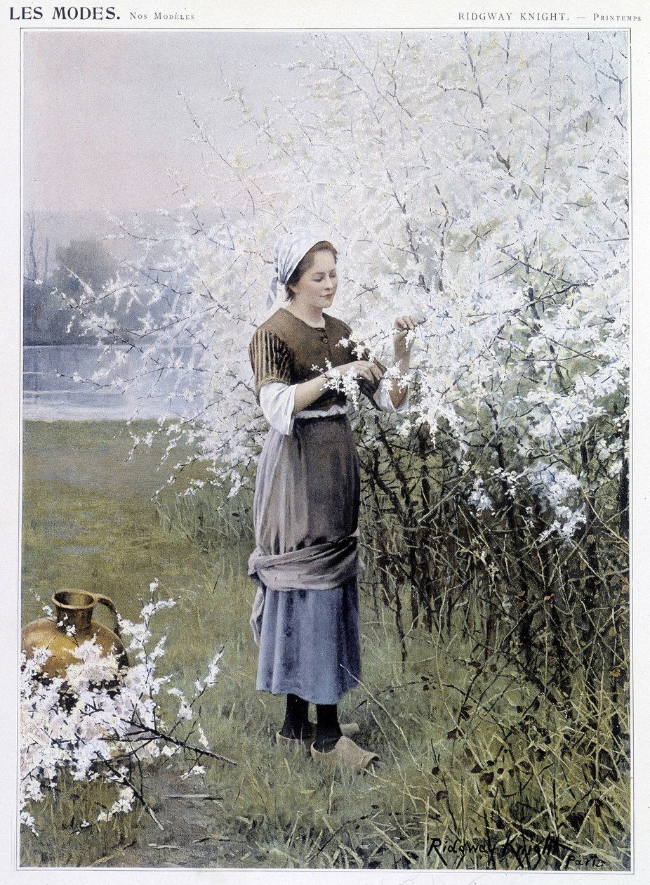 Bahar: Çiçek toplayan kadın - hasta. R. Knight, c. 1905 by Daniel Ridgway Knight