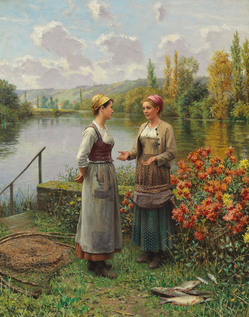 Bir Manzarada İki Kadın by Daniel Ridgway Knight