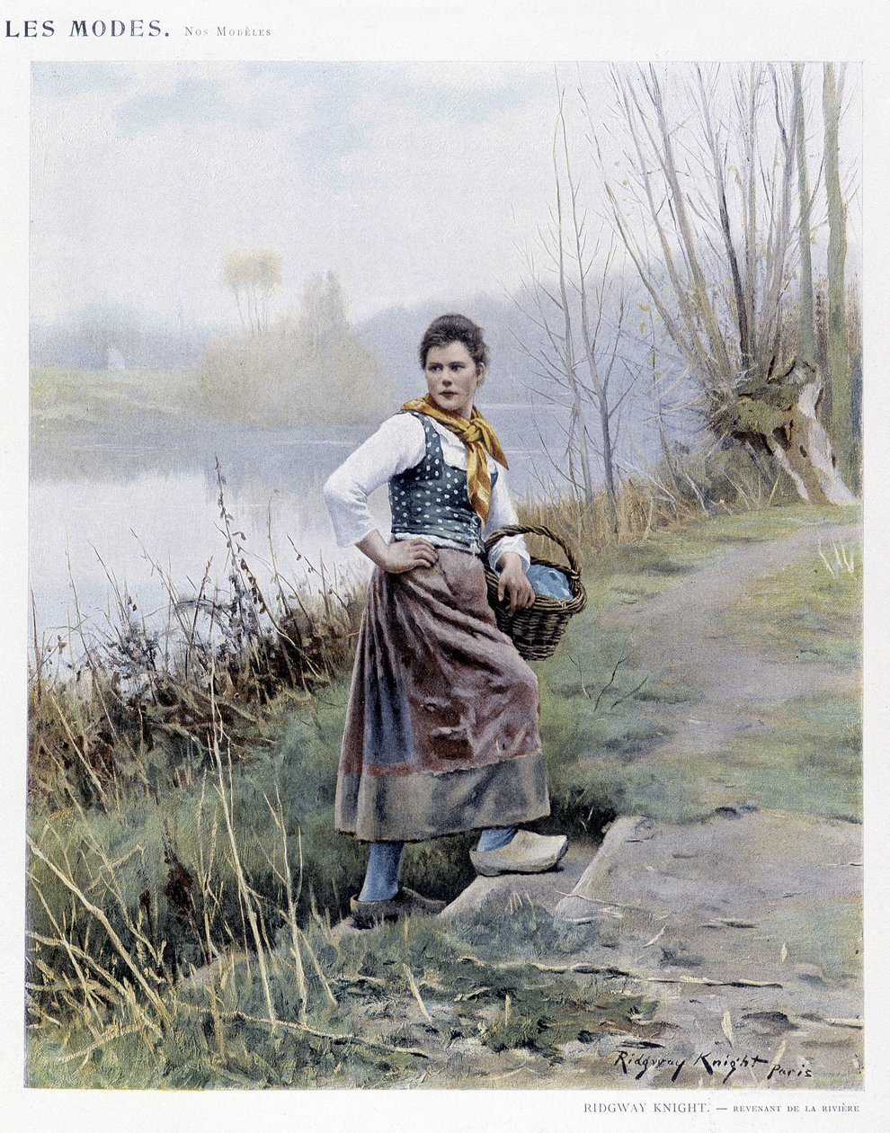R. Knight tarafından nehirden dönen kadın, c. 1905 by Daniel Ridgway Knight