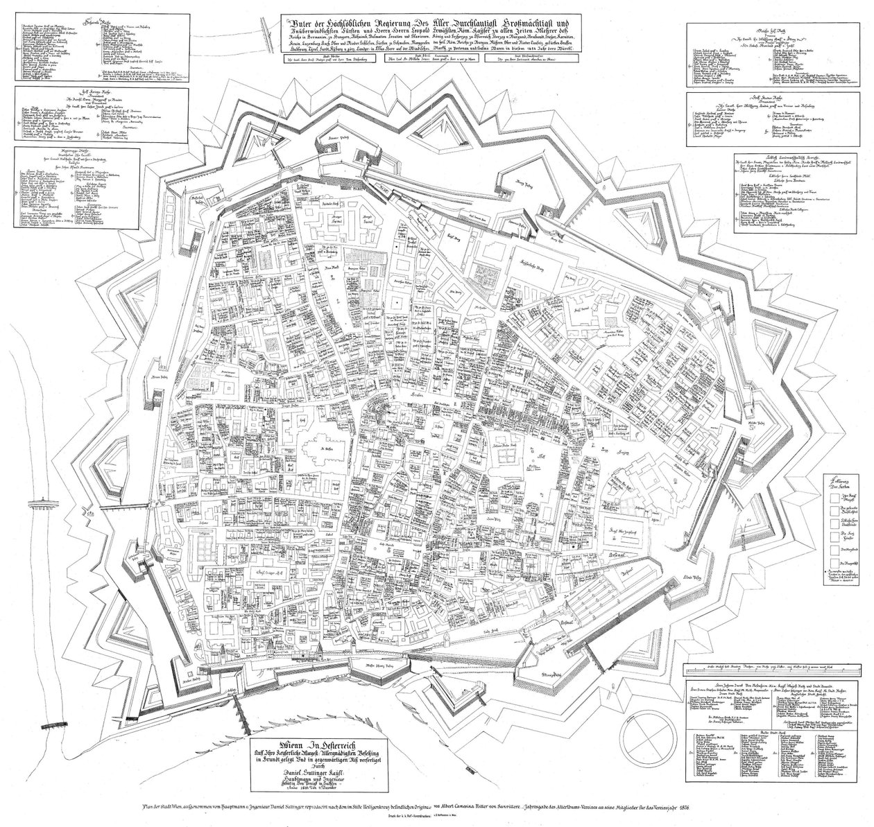 11 Aralık 1684 tarihli, güneybatıya bakan, 1683 tarihli Viyana şehrinin kat planı by Daniel Suttinger