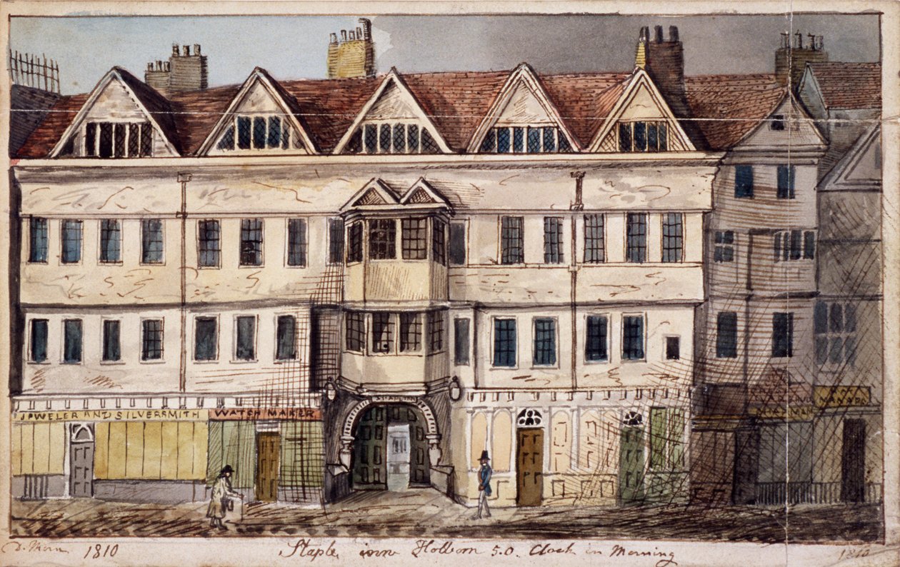Staple Inn, Londra, 1810 by Daniel Thorn