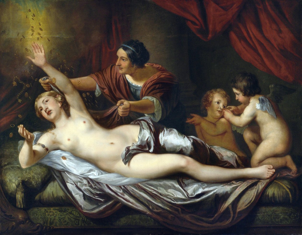 Danae par Mytens (Mijtens), Daniel, the Younger (1644-1688). Tuval üzerine yağlı boya, ebat : 143x183,5, 17. Yüzyılın İkinci Yarısı, Özel Koleksiyon by Daniel the Younger Mytens or Mijtens