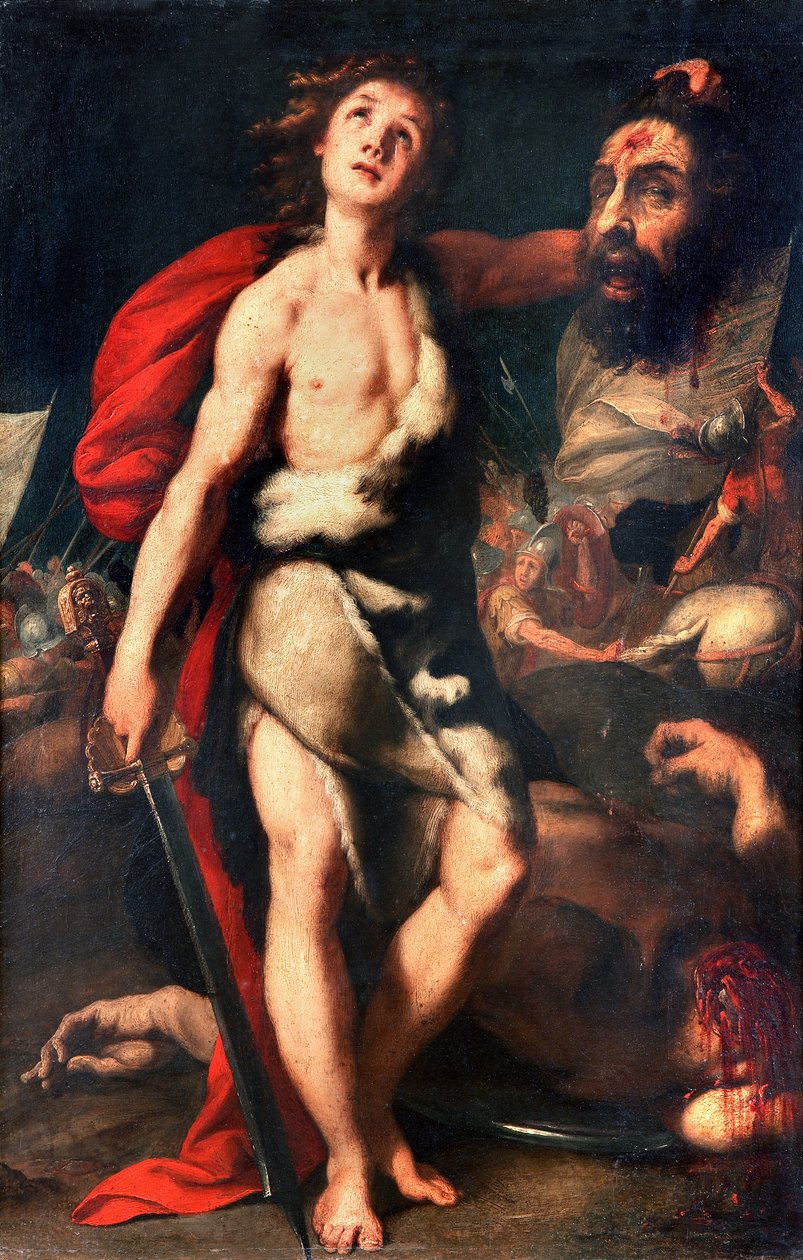 Dev Goliath'ın David galibi başını elinde tutuyor Tablo Daniele Crespi (1598-1630) 1623 Palazzo Borromeo, Isola Bella, Stresa İtalya by Daniele Crespi