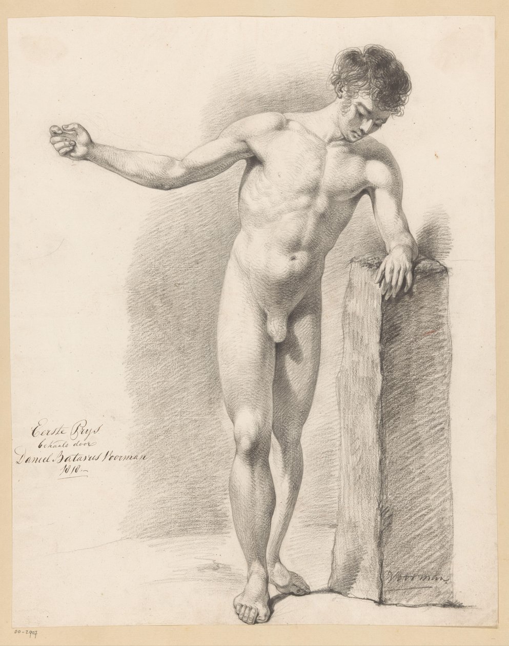 Önden bakıldığında çıplak erkek ayakta (1.lik ödülü 1818) by Daniël Batavus Voorman