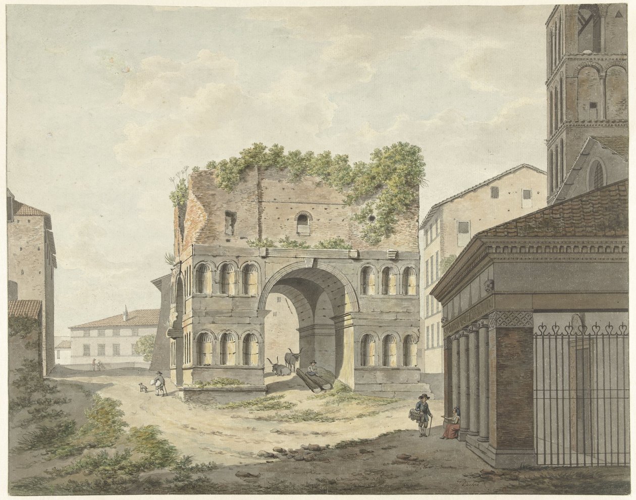 Janus quadrifons kemeri ve Roma'daki Velabro'daki S. Giorgio'nun bir parçası by Daniël Dupré